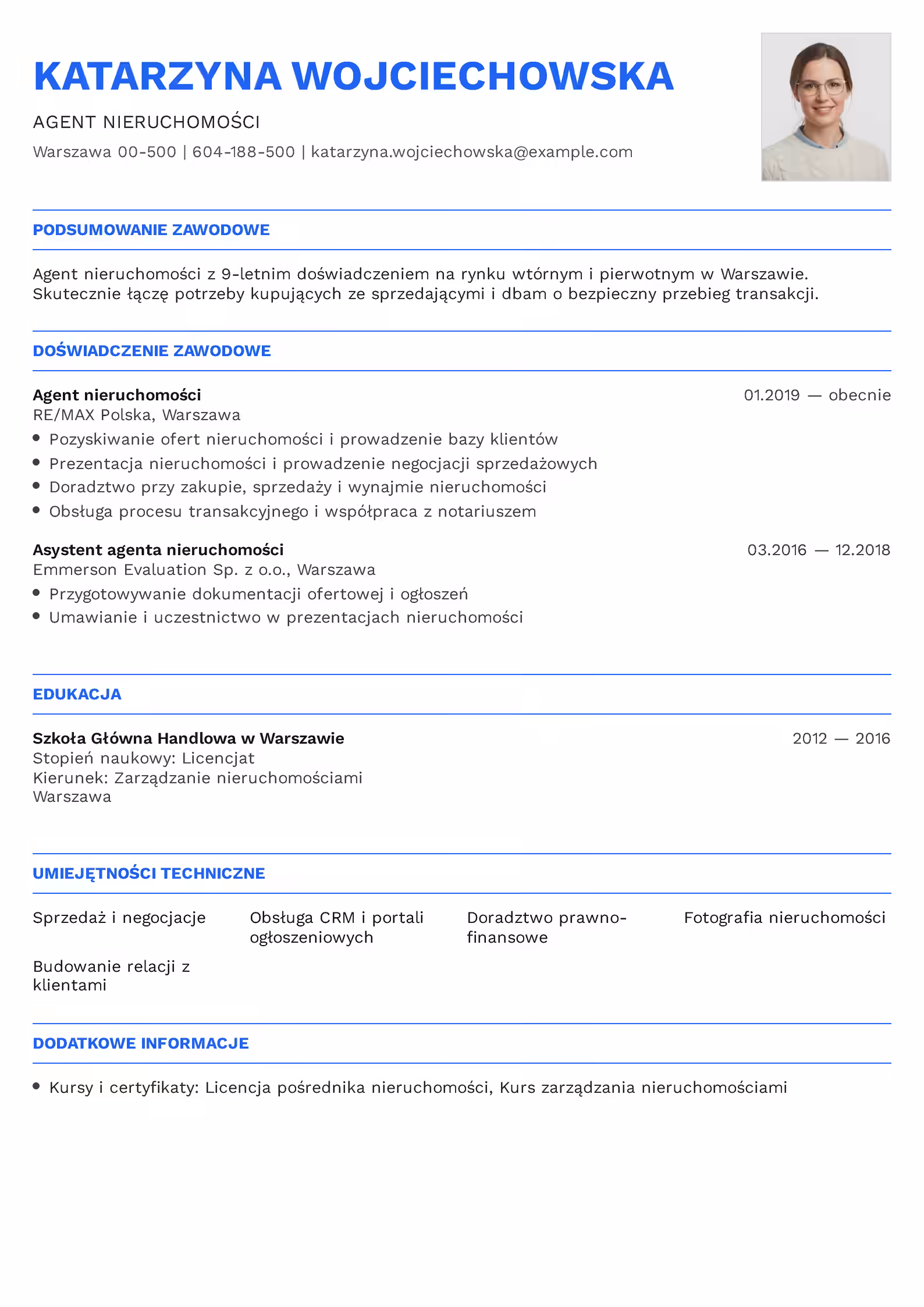 Wzór CV agenta nieruchomości — przykład profesjonalnego dokumentu
