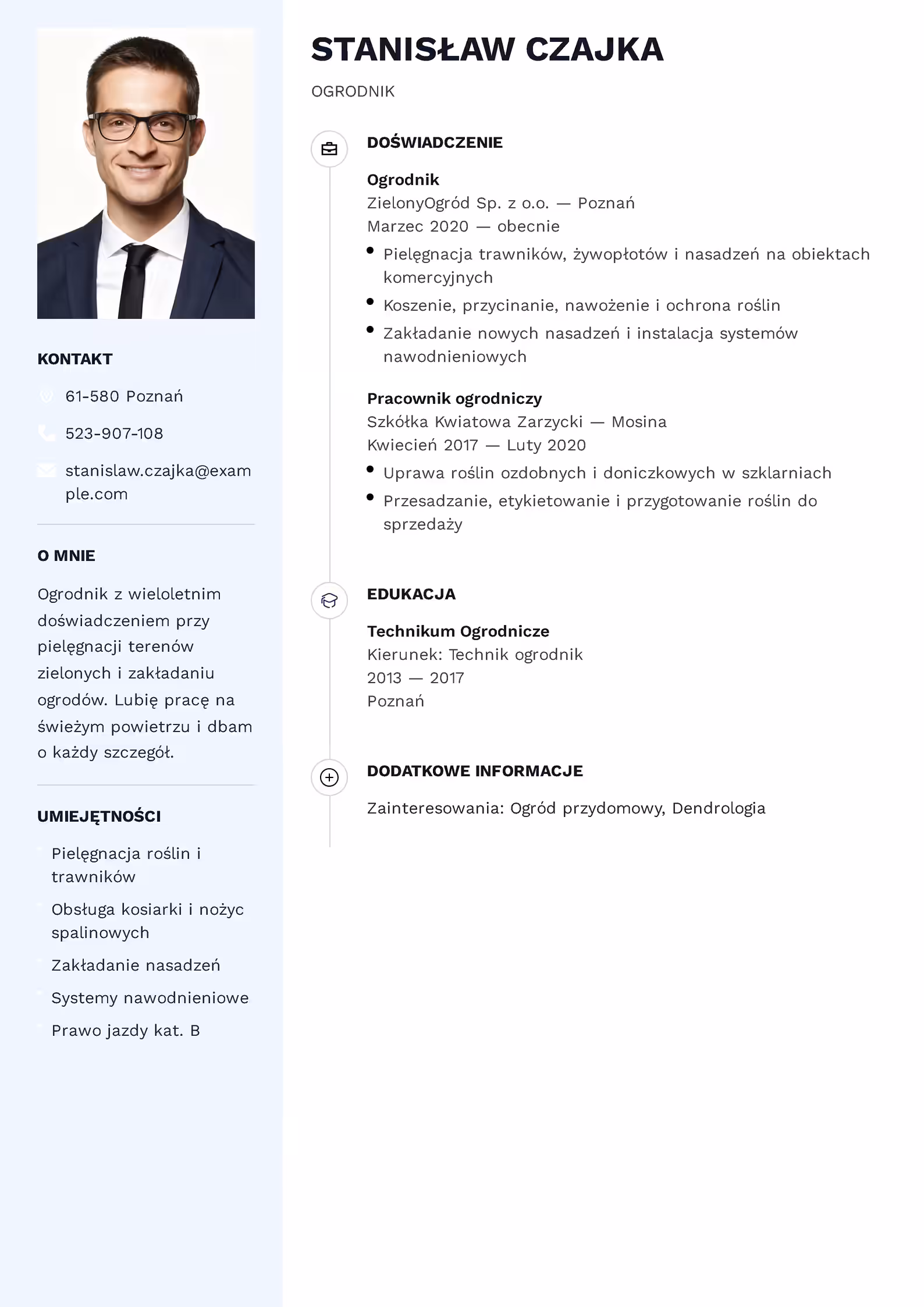 Wzór CV ogrodnik — gotowy przykład do pobrania