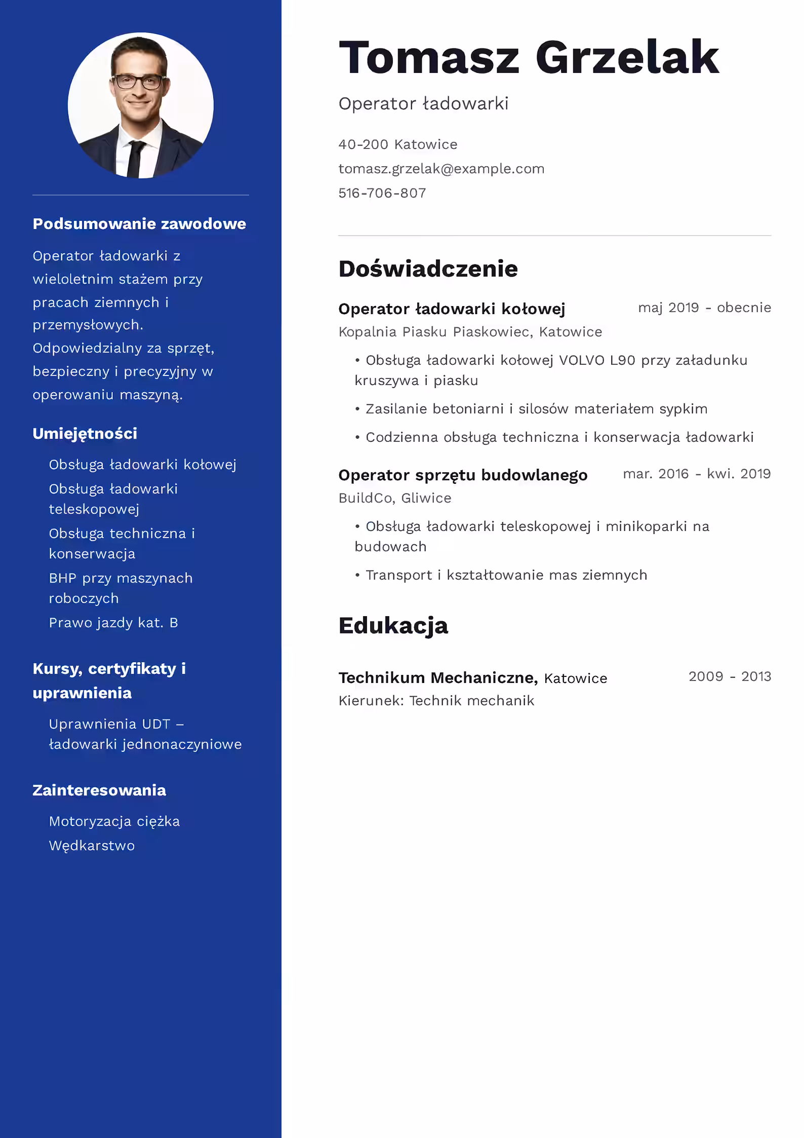 Wzór CV operatora ładowarki — jak napisać skuteczny dokument