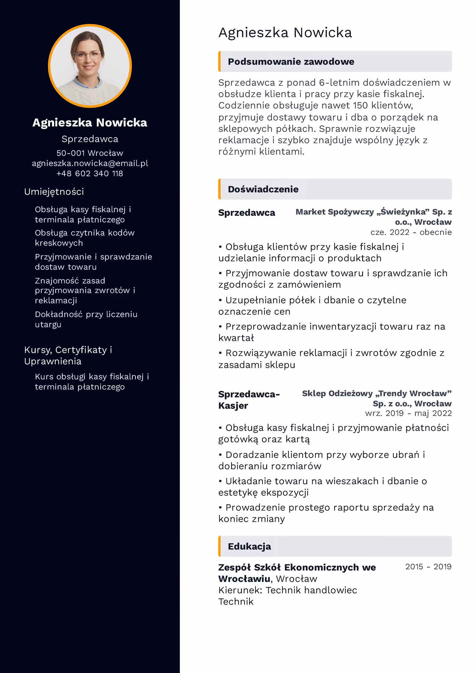 Wzór CV sprzedawca – przykładowy szablon do pobrania
