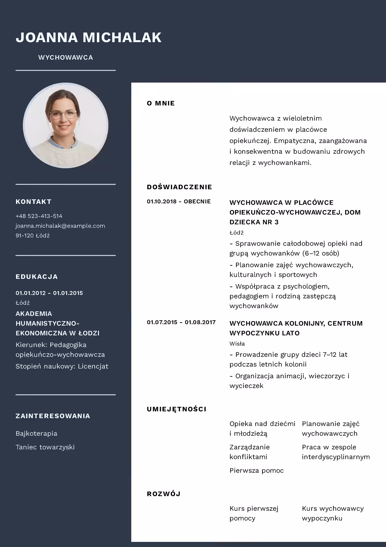 Wzór CV wychowawca — poradnik i przykładowy układ dokumentu