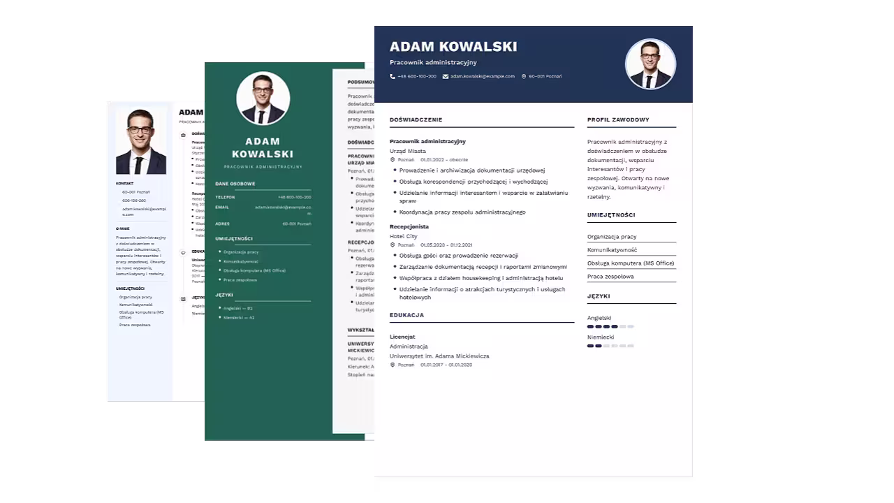 Trzy profesjonalne szablony CV do stworzenia online