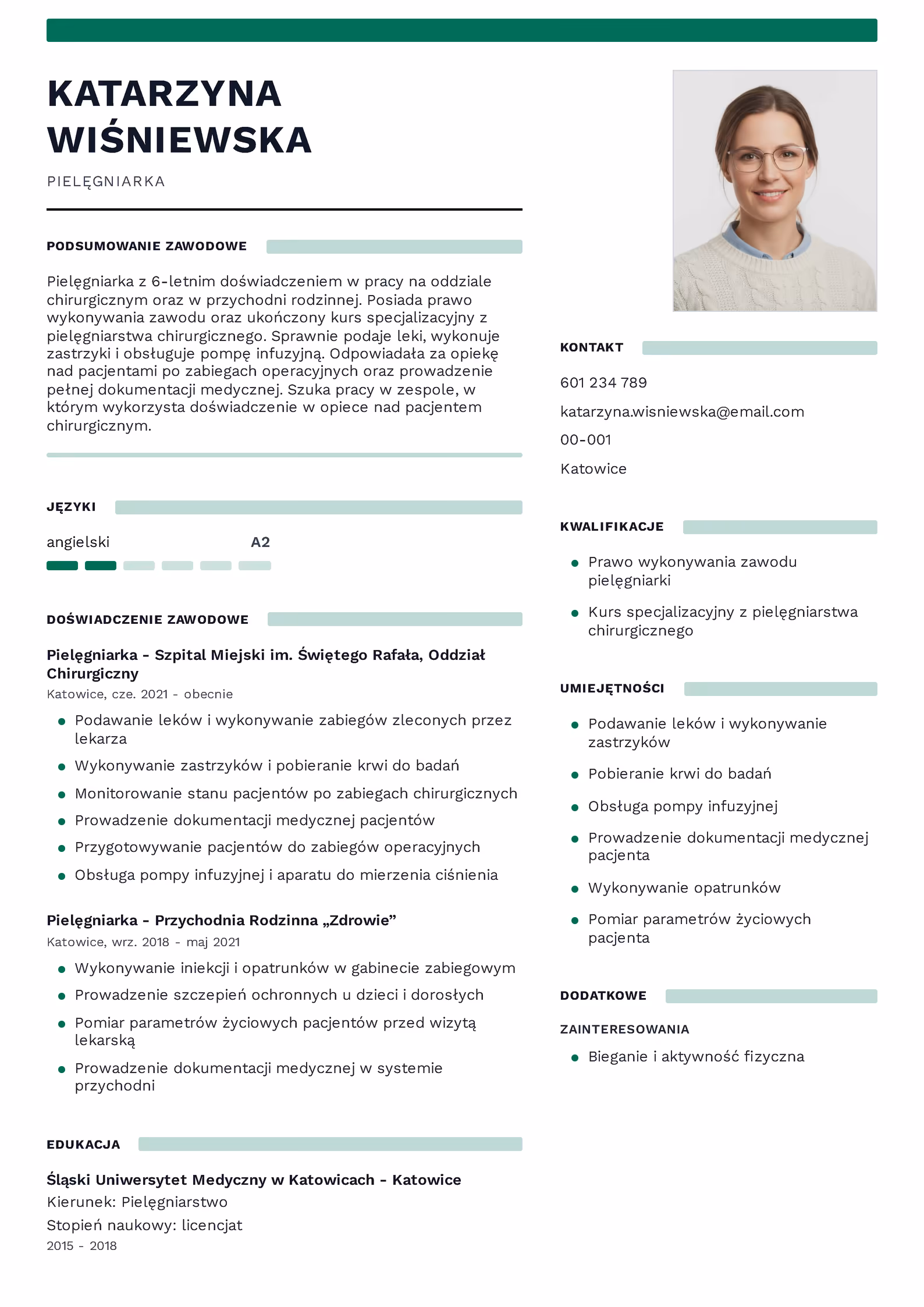 Wzór CV pielęgniarki – przykładowy szablon do pobrania