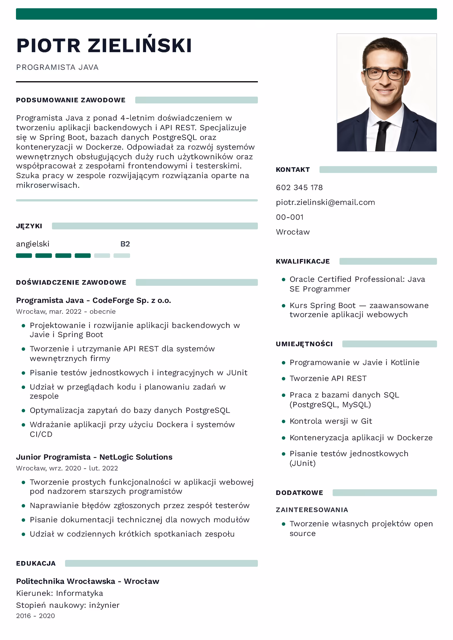 Wzór CV programisty — przykładowy szablon do pobrania