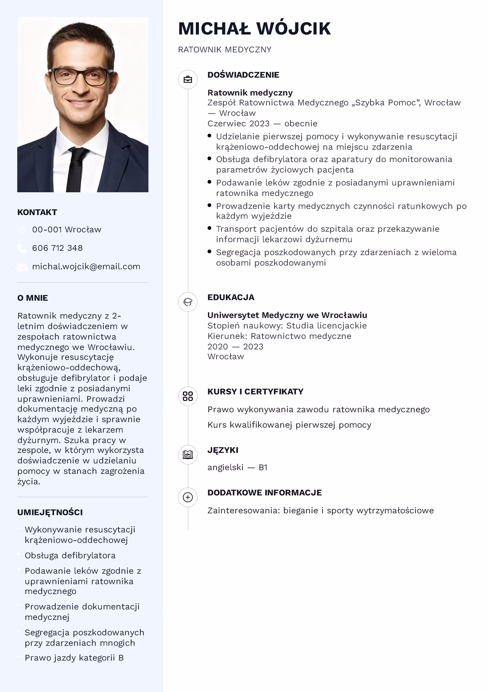 Wzór CV ratownika medycznego — przykładowy dokument do pobrania