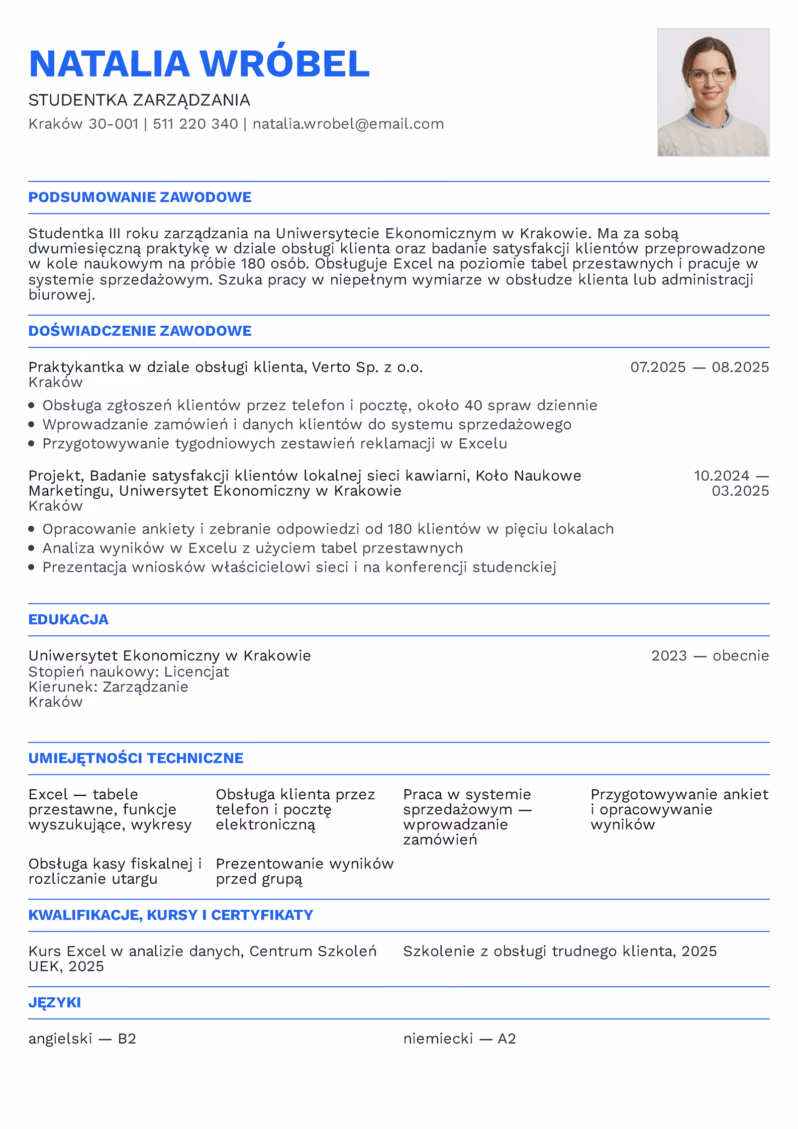 Wzór CV Student Wzór CV studenta — przykładowy dokument do pobrania